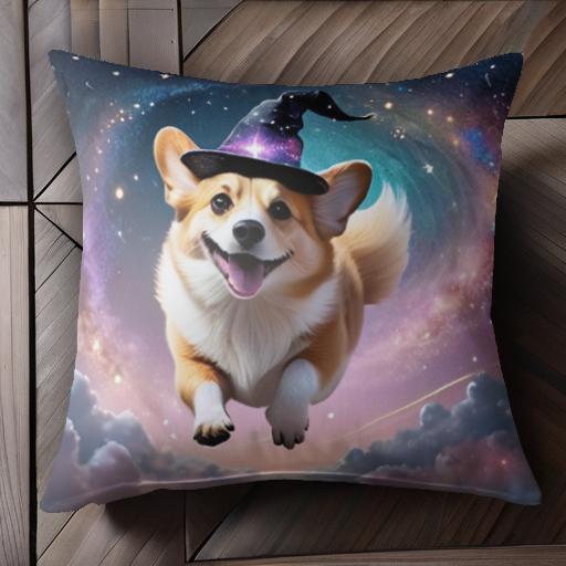 魔法使いの帽子 ウェルシュコーギー 星空 雲 魔法 クッションカバー 45×45cm アニマル柄 おしゃれ 可愛い クッション本体付き 正方形 犬ファン 魔法使いの帽子 ウェルシュコーギー 星空 雲 魔法 クッションカバー 45×45cm アニマル柄 おしゃれ 可愛い クッション本体付き 正方形 犬ファン