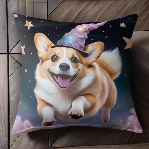 魔法の帽子 コーギー 星 夜空 雲 クッションカバー 45×45cm アニマル柄 おしゃれ 可愛い クッション本体付き 正方形 犬ファン 魔法の帽子 コーギー 星 夜空 雲 クッションカバー 45×45cm アニマル柄 おしゃれ 可愛い クッション本体付き 正方形 犬ファン