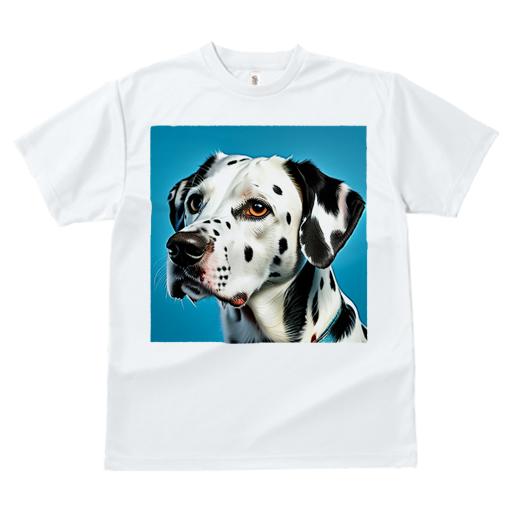 Tシャツ レディース 犬ファン 半袖 春夏 犬柄 プリント カジュアル かわいい 人間用 フィットネス ダンス 青い背景 ダルメシアン 可愛い犬 アート風