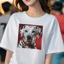 Tシャツ レディース 犬ファン 半袖 春夏 犬柄 プリント カジュアル かわいい 人間用 フィットネス ダンス ダルメシアン(4)