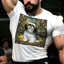 Tシャツ メンズ キッズ 犬ファン 半袖 春夏 犬柄 プリント カジュアル かわいい 人間用 フィットネス ダンス 花 シーズー 絵 美しい