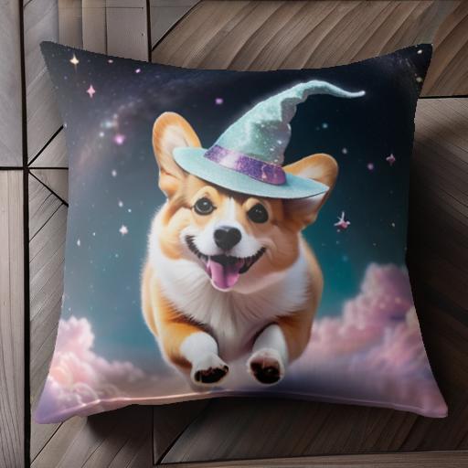 魔法帽子 コーギー 星空 雲 クッションカバー 45×45cm アニマル柄 おしゃれ 可愛い クッション本体付き 正方形 犬ファン 魔法帽子 コーギー 星空 雲 クッションカバー 45×45cm アニマル柄 おしゃれ 可愛い クッション本体付き 正方形 犬ファン