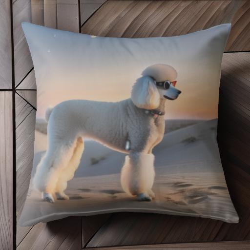 砂漠 プードル サングラス 夕日 クッションカバー 45×45cm アニマル柄 おしゃれ 可愛い クッション本体..