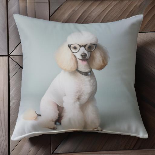 メガネ プードル クッションカバー 45×45cm アニマル柄 おしゃれ 可愛い クッション本体付き 正方形 犬..