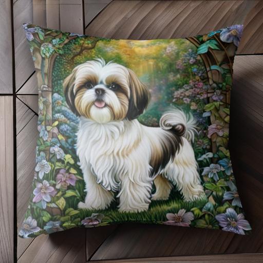 花 シーズー 庭 散歩 かわいい 自然 クッションカバー 45×45cm アニマル柄 おしゃれ 可愛い クッション本体付き 正方形 犬ファン 花 シーズー 庭 散歩 かわいい 自然 クッションカバー 45×45cm アニマル柄 おしゃれ 可愛い クッション本体付き 正方形 犬ファン