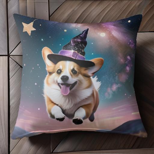 星 ウェルシュコーギー 宇宙 魔法の帽子 夜空 銀河 クッションカバー 45×45cm アニマル柄 おしゃれ 可愛い クッション本体付き 正方形 犬ファン 星 ウェルシュコーギー 宇宙 魔法の帽子 夜空 銀河 クッションカバー 45×45cm アニマル柄 おしゃれ 可愛い クッション本体付き 正方形 犬ファン