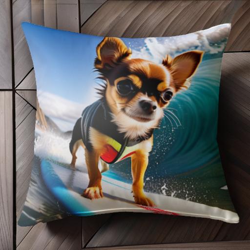 サーフボード チワワ 波 海 クッションカバー 45×45cm アニマル柄 おしゃれ 可愛い クッション本体付き 正方形 犬ファン サーフボード チワワ 波 海 クッションカバー 45×45cm アニマル柄 おしゃれ 可愛い クッション本体付き 正方形 犬ファン