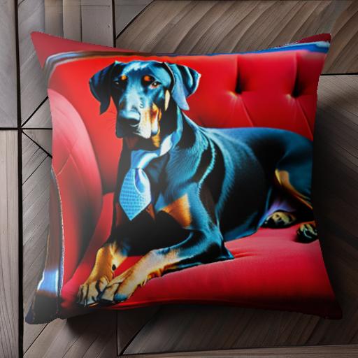 赤いソファ ドーベルマン ネクタイ クッションカバー 45×45cm アニマル柄 おしゃれ 可愛い クッション..