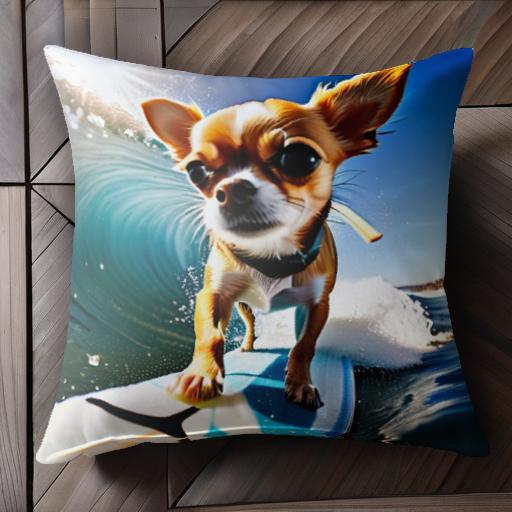 サーフボード チワワ 海 サーフィン クッションカバー 45×45cm アニマル柄 おしゃれ 可愛い クッション本体付き 正方形 犬ファン サーフボード チワワ 海 サーフィン クッションカバー 45×45cm アニマル柄 おしゃれ 可愛い クッション本体付き 正方形 犬ファン