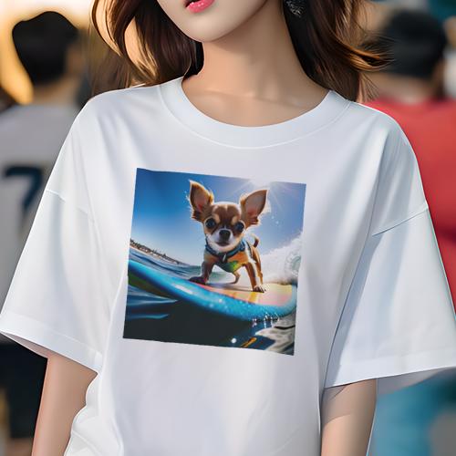 Tシャツ レディース 犬ファン 半袖 春夏 犬柄 プリント カジュアル かわいい 人間用 フィットネス ダンス サーフィン チワワ ビーチ 波 海 Tシャツ レディース 犬ファン 半袖 春夏 犬柄 プリント カジュアル かわいい 人間用 フィットネス ダンス サーフィン チワワ ビーチ 波 海