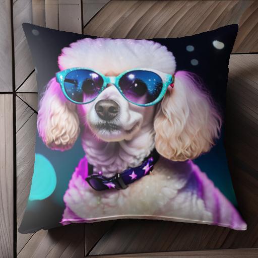 サングラス プードル 星 夜景 カラー クッションカバー 45×45cm アニマル柄 おしゃれ 可愛い クッショ..