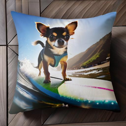 サーフィン チワワ 波 海 サマー 景観 クッションカバー 45×45cm アニマル柄 おしゃれ 可愛い クッション本体付き 正方形 犬ファン サーフィン チワワ 波 海 サマー 景観 クッションカバー 45×45cm アニマル柄 おしゃれ 可愛い クッション本体付き 正方形 犬ファン