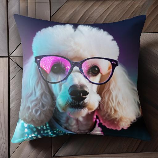 眼鏡 プードル ファッション 夜 ライト クッションカバー 45×45cm アニマル柄 おしゃれ 可愛い クッシ..