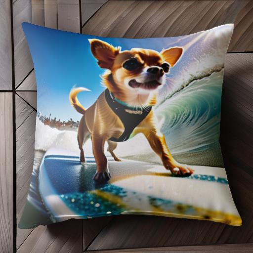サーフィン チワワ 波 太陽 ビーチ クッションカバー 45×45cm アニマル柄 おしゃれ 可愛い クッション本体付き 正方形 犬ファン サーフィン チワワ 波 太陽 ビーチ クッションカバー 45×45cm アニマル柄 おしゃれ 可愛い クッション本体付き 正方形 犬ファン