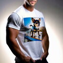 Tシャツ メンズ キッズ 犬ファン 半袖 春夏 犬柄 プリント カジュアル かわいい 人間用 フィットネス ダンス サーフィン チワワ 海 波 太陽 犬用のライフジャケット