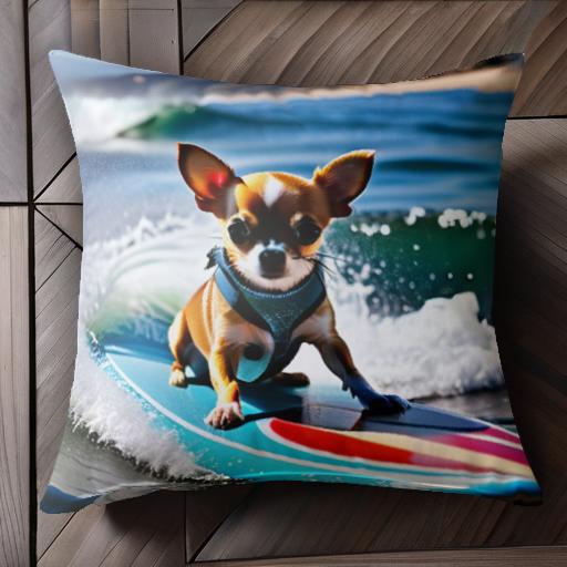 サーフボード チワワ 海 波 ビーチ クッションカバー 45×45cm アニマル柄 おしゃれ 可愛い クッション..