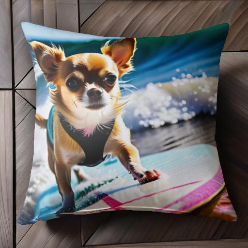 サーフボード チワワ 波 海 クッションカバー 45×45cm アニマル柄 おしゃれ 可愛い クッション本体付き 正方形 犬ファン サーフボード チワワ 波 海 クッションカバー 45×45cm アニマル柄 おしゃれ 可愛い クッション本体付き 正方形 犬ファン