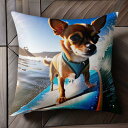 サーフィン チワワ 海 太陽 波 犬用ハーネス クッションカバー 45×45cm アニマル柄 おしゃれ 可愛い クッション本体付き 正方形 犬ファン