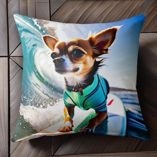 サーフィン チワワ 波 太陽 サーフボード 海 クッションカバー 45×45cm アニマル柄 おしゃれ 可愛い クッション本体付き 正方形 犬ファン サーフィン チワワ 波 太陽 サーフボード 海 クッションカバー 45×45cm アニマル柄 おしゃれ 可愛い クッション本体付き 正方形 犬ファン