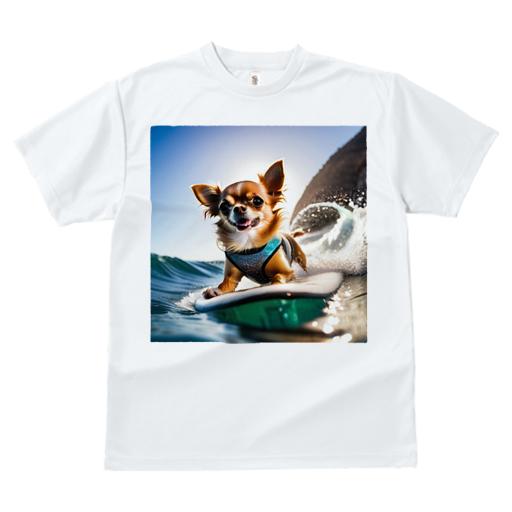 Tシャツ レディース 犬ファン 半袖 春夏 犬柄 プリント カジュアル かわいい 人間用 フィットネス ダンス サーフィン チワワ 海 サーフボード 青空