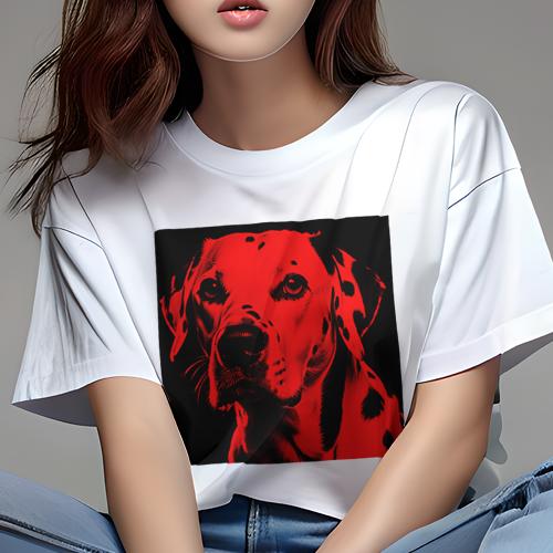 Tシャツ レディース 犬ファン 半袖 春夏 犬柄 プリント カジュアル かわいい 人間用 フィットネス ダンス 赤 ダルメシアン アート ポップアート Tシャツ レディース 犬ファン 半袖 春夏 犬柄 プリント カジュアル かわいい 人間用 フィットネス ダンス 赤 ダルメシアン アート ポップアート