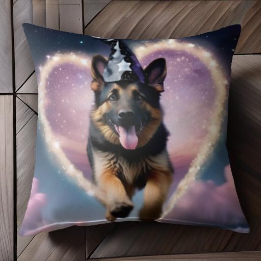 マジックハット ジャーマンシェパード ハート 星空 雲 クッションカバー 45×45cm アニマル柄 おしゃれ 可愛い クッション本体付き 正方形 犬ファン