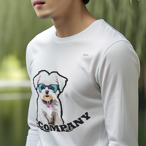 楽天フロントップ楽天市場店長袖Tシャツ 人間用 メンズ 秋春夏 プリント レジャー アウトドア カジュアル かわいい 犬ファン 眼鏡 マルチーズ 可愛い アクセサリー ハート