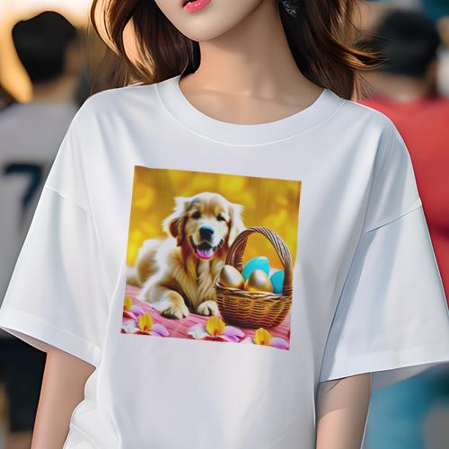 Tシャツ レディース 犬ファン 半袖 春夏 犬柄 プリント カジュアル かわいい 人間用 フィットネス ダンス バスケット ゴールデンレトリバー 金色の卵 色とりどりの花 Tシャツ レディース 犬ファン 半袖 春夏 犬柄 プリント カジュアル かわいい 人間用 フィットネス ダンス バスケット ゴールデンレトリバー 金色の卵 色とりどりの花