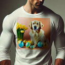 長袖Tシャツ 人間用 メンズ 秋春夏 プリント レジャー アウトドア カジュアル かわいい 犬ファン 卵 ゴールデンレトリバー チューリップ