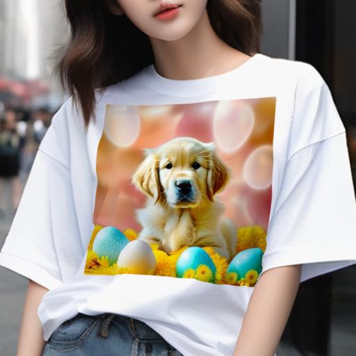 Tシャツ メンズ キッズ 犬ファン 半袖 春夏 犬柄 プリント カジュアル かわいい 人間用 フィットネス ダンス 卵 ゴールデンレトリバー 花 ボケ写真 華やか