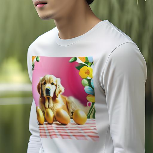 長袖Tシャツ 人間用 メンズ 秋春夏 プリント レジャー アウトドア カジュアル かわいい 犬ファン 金の卵 ゴールデンレトリバー 花 ピンクの背景 格子柄のテーブルクロス 長袖Tシャツ 人間用 メンズ 秋春夏 プリント レジャー アウトドア カジュアル かわいい 犬ファン 金の卵 ゴールデンレトリバー 花 ピンクの背景 格子柄のテーブルクロス