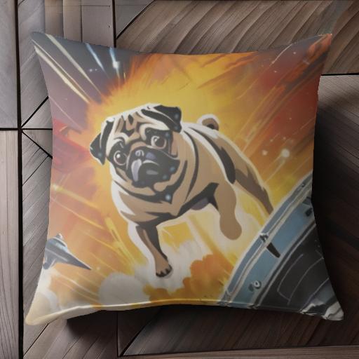 宇宙船 パグ 爆発 スペース 科学フィクション クッションカバー 45×45cm アニマル柄 おしゃれ 可愛い ..