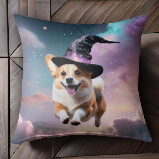 魔法使い コーギー 夜空 星 雲 天空 クッションカバー 45×45cm アニマル柄 おしゃれ 可愛い クッション..
