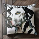 ブレスユー ダルメシアン ディア 犬 モノクロ クッションカバー 45×45cm アニマル柄 おしゃれ 可愛い クッション本体付き 正方形 犬ファン