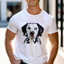 Tシャツ メンズ キッズ 犬ファン 半袖 春夏 犬柄 プリント カジュアル かわいい 人間用 フィットネス ダンス 目 ダルメシアン まゆ毛 口
