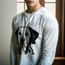 長袖Tシャツ 人間用 メンズ 秋春夏 プリント レジャー アウトドア カジュアル かわいい 犬ファン 目 ダルメシアン まゆ毛 口