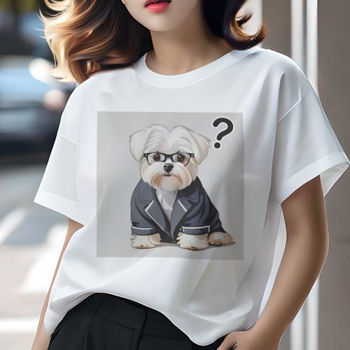 Tシャツ レディース 犬ファン 半袖 春夏 犬柄 プリント カジュアル かわいい 人間用 フィットネス ダンス 眼鏡 マルチーズ スーツ はてなマーク Tシャツ レディース 犬ファン 半袖 春夏 犬柄 プリント カジュアル かわいい 人間用 フィットネス ダンス 眼鏡 マルチーズ スーツ はてなマーク