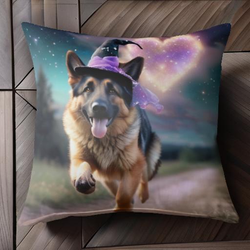 ハロウィン帽子 ジャーマンシェパード 魔法 星 夜空 ハート クッションカバー 45×45cm アニマル柄 おしゃれ 可愛い クッション本体付き 正方形 犬ファン ハロウィン帽子 ジャーマンシェパード 魔法 星 夜空 ハート クッションカバー 45×45cm アニマル柄 おしゃれ 可愛い クッション本体付き 正方形 犬ファン