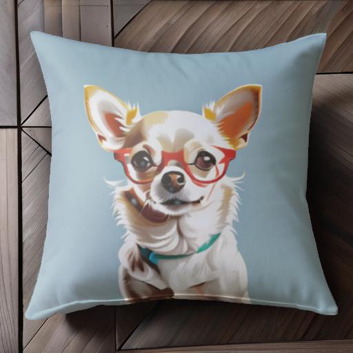 メガネ チワワ クッションカバー 45×45cm アニマル柄 おしゃれ 可愛い クッション本体付き 正方形 犬ファン メガネ チワワ クッションカバー 45×45cm アニマル柄 おしゃれ 可愛い クッション本体付き 正方形 犬ファン