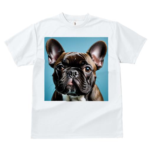 Tシャツ レディース 犬ファン 半袖 春夏 犬柄 プリント カジュアル かわいい 人間用 フィットネス ダンス ブルドッグ ブルドッグ 青い背景 可愛い 犬 大きな耳