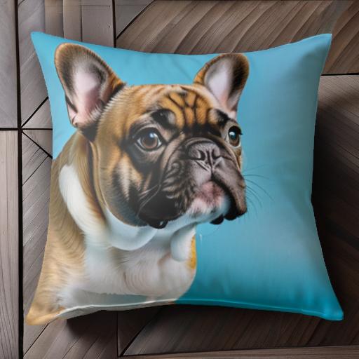 青い背景 フレンチブルドッグ 正面からの顔 クッションカバー 45×45cm アニマル柄 おしゃれ 可愛い クッション本体付き 正方形 犬ファン 青い背景 フレンチブルドッグ 正面からの顔 クッションカバー 45×45cm アニマル柄 おしゃれ 可愛い クッション本体付き 正方形 犬ファン