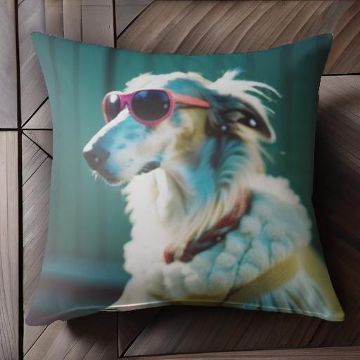 サングラス ボルゾイ おしゃれな犬 グリーンの背景 クッションカバー 45×45cm アニマル柄 おしゃれ 可愛い クッション本体付き 正方形 犬ファン サングラス ボルゾイ おしゃれな犬 グリーンの背景 クッションカバー 45×45cm アニマル柄 おしゃれ 可愛い クッション本体付き 正方形 犬ファン