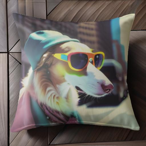 サングラス ボルゾイ 帽子 都市 ファッション クッションカバー 45×45cm アニマル柄 おしゃれ 可愛い クッション本体付き 正方形 犬ファン サングラス ボルゾイ 帽子 都市 ファッション クッションカバー 45×45cm アニマル柄 おしゃれ 可愛い クッション本体付き 正方形 犬ファン