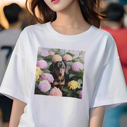 Tシャツ レディース 犬ファン 半袖 春夏 犬柄 プリント カジュアル かわいい 人間用 フィットネス ダン..