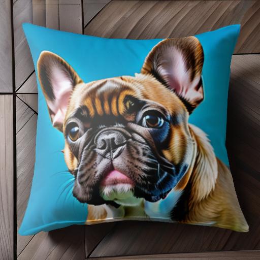 青色の背景 フレンチブルドッグ クッションカバー 45×45cm アニマル柄 おしゃれ 可愛い クッション本体..