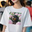 Tシャツ レディース 犬ファン 半袖 春夏 犬柄 プリント カジュアル かわいい 人間用 フィットネス ダンス ピンク ダックスフンド 紫陽花 犬 かわいい 3,900円