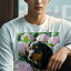 長袖Tシャツ 人間用 メンズ 秋春夏 プリント レジャー アウトドア カジュアル かわいい 犬ファン ピンク ダックスフンド 紫陽花 犬 4,600円