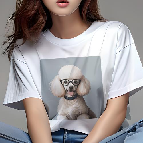 Tシャツ レディース 犬ファン 半袖 春夏 犬柄 プリント カジュアル かわいい 人間用 フィットネス ダンス 眼鏡 プードル 犬 かわいい ペット Tシャツ レディース 犬ファン 半袖 春夏 犬柄 プリント カジュアル かわいい 人間用 フィットネス ダンス 眼鏡 プードル 犬 かわいい ペット