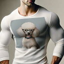 長袖Tシャツ 人間用 メンズ 秋春夏 プリント レジャー アウトドア カジュアル かわいい 犬ファン 眼鏡 プードル 犬 ペット