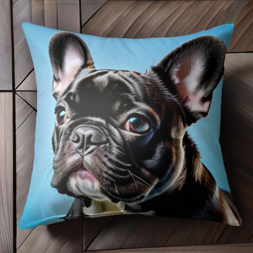 青い背景 フレンチブルドッグ かわいい 忠実 家族 クッションカバー 45×45cm アニマル柄 おしゃれ 可愛..